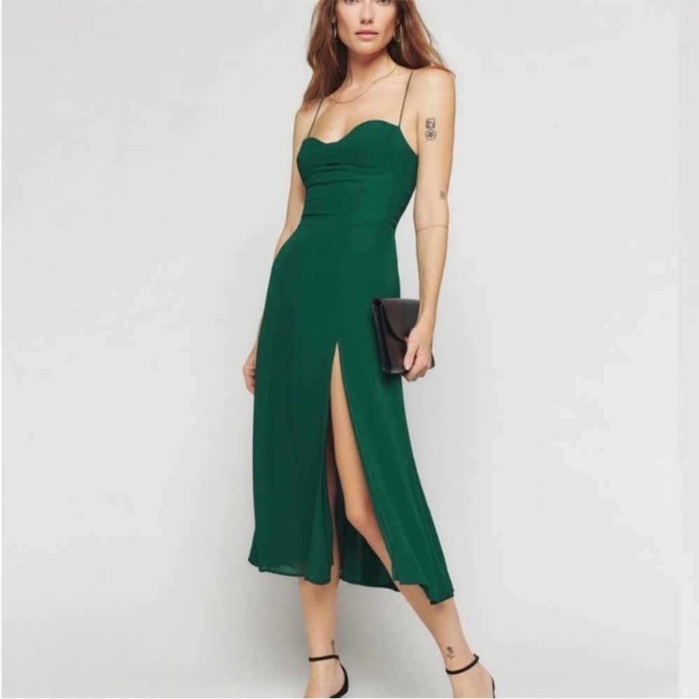 Reformation Juliette Dress in Emerald